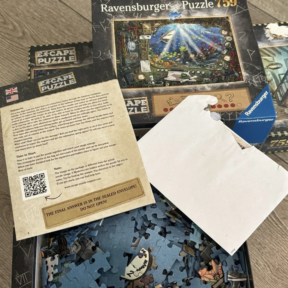 Ravensburger 759 Jigsaw Puzzle Submarine Escape Space‎ Vampire Cabin Lot Of 4